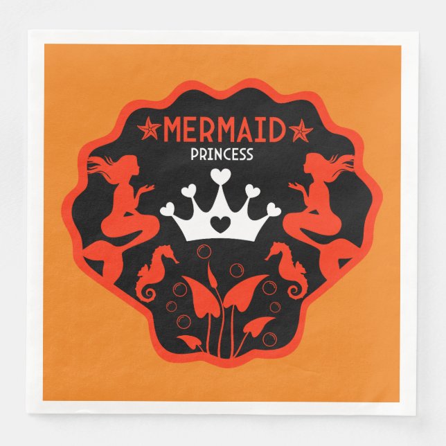 Girl Mermaid Princess Serviette (Vorderseite)