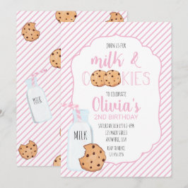 Girl Milk and Cookies Rosa Einladung zum Geburtsta