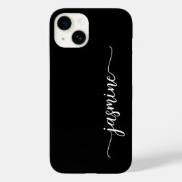 Girl Minimalistisch Black Monogram Name Script Case-Mate iPhone 14 Hülle