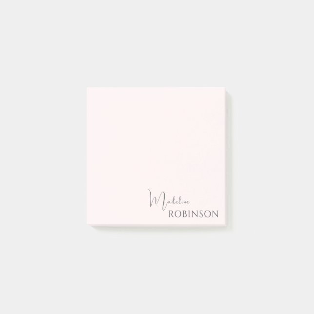 Girl-Minimalistisch Blush-Pink-Monogramm Post-it Klebezettel (Vorderseite)