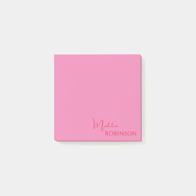 Girl Minimalistisch rosa Monogramm Post-it Klebezettel (Vorderseite)