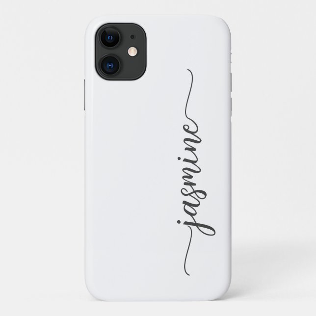 Girl Minimalistisch White Monogram Name Script Case-Mate iPhone Hülle (Rückseite)
