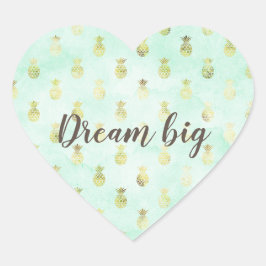 Girl Mint Glam Gold Tropische Ananas Herz-Aufkleber