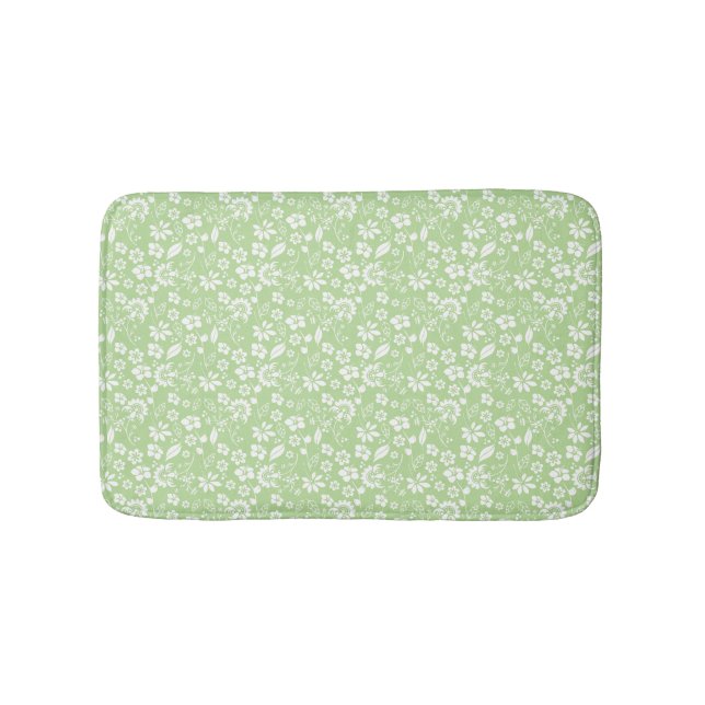 Girl Mint Green Tropical Blume Spring Garden Badematte (Vorderseite)