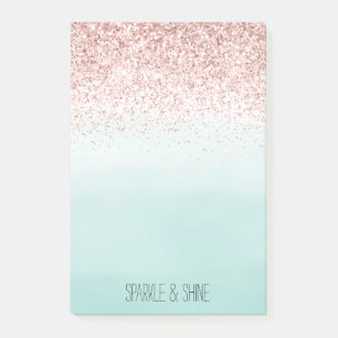Girl Mint Ombre Glam Pink Glitzer Post-it Klebezettel