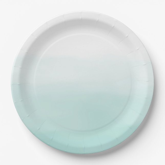 Girl Mint Ombre Wasserfarbe Pappteller (Vorderseite)