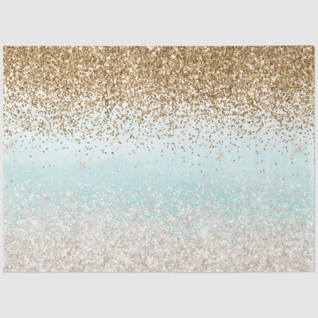 Girl Mint Watercolor Ombre Gold Glitzy Glitzer Seidenpapier (Vorderseite)