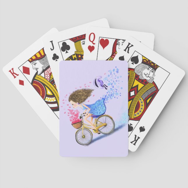 Girl mit Bike Playing Cards Romantisches Geschenk Spielkarten (Rückseite)
