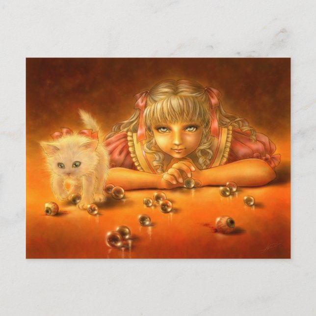 Girl mit Creepy Eyes Macabre Fantasy Postcard Postkarte (Vorderseite)