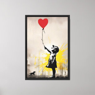 Girl mit Herzballon Gerahmte Leinwand Wand Kunst