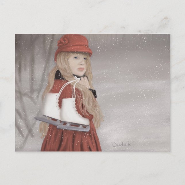 Girl mit Ice-Skaten JW Postkarte (Vorderseite)