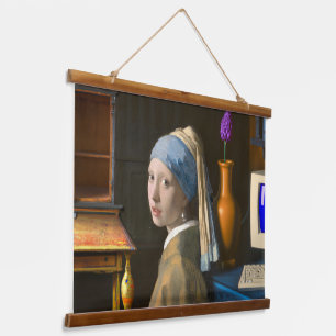 Girl mit Perlenohrring neues Rendering-Poster Wandteppich Mit Holzrahmen