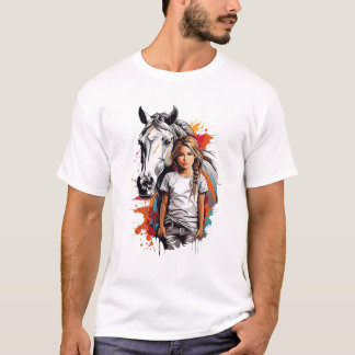 Girl mit Pferdegrafik T-Shirt