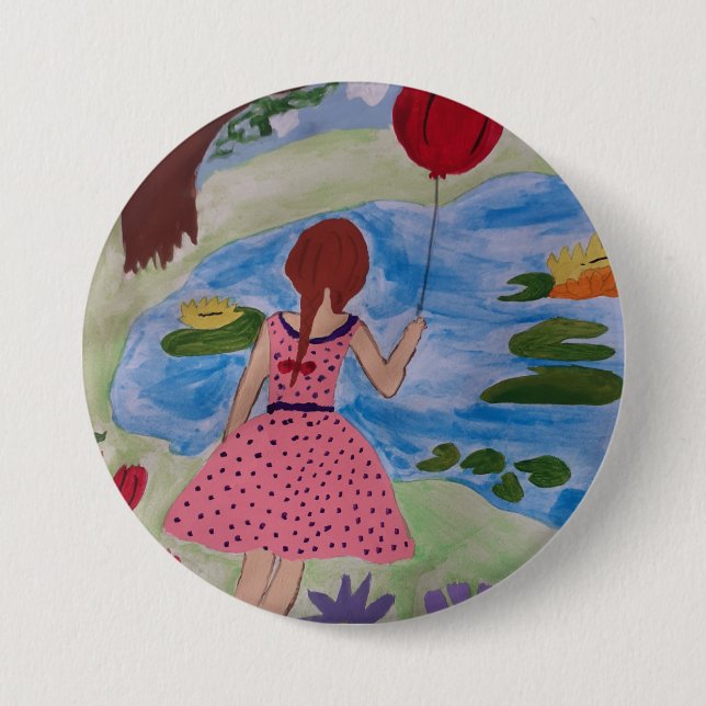 Girl mit Red-Balloon-Abzeichen Button (Vorderseite)