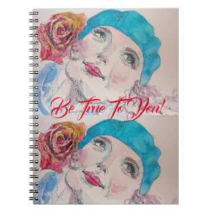 Girl mit Rote Rose Beret be True Girl Notizblock
