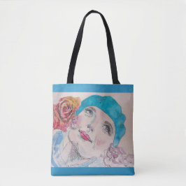Girl mit Rote Rose Frische Pasta machen Tasche