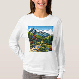 Girl mit Rucksack Wandern im Val Piora T-Shirt