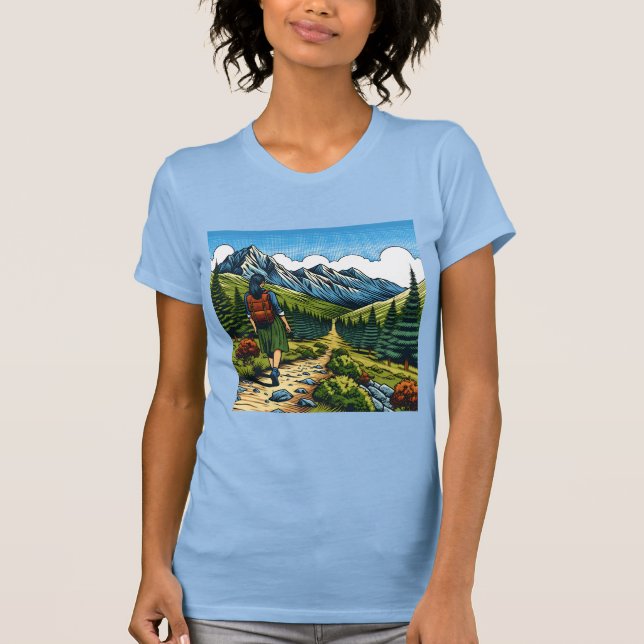 Girl mit Rucksack Wandern im Val Piora T-Shirt (Vorderseite)