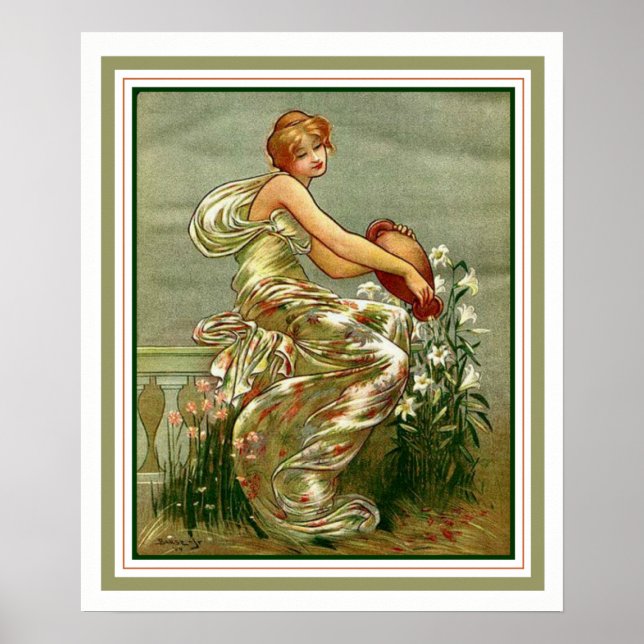 "Girl mit Urn" Poster von George Barse (Vorne)