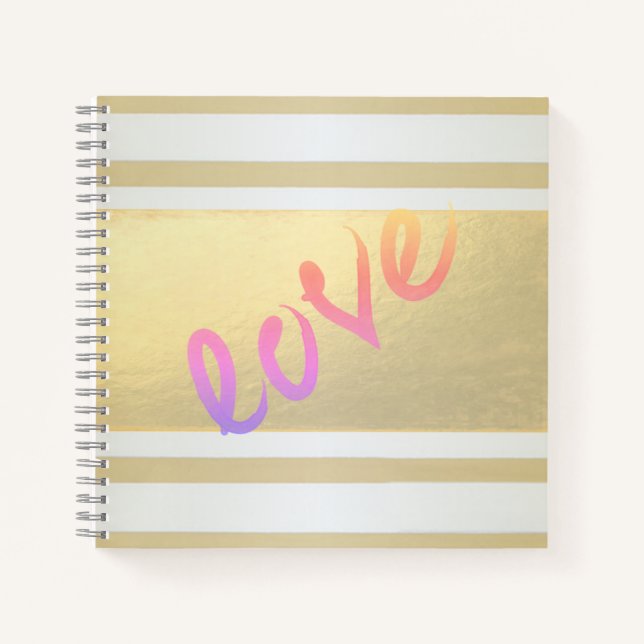 Girl Modern Gold Streifen, Liebe Notizbuch (Vorderseite)