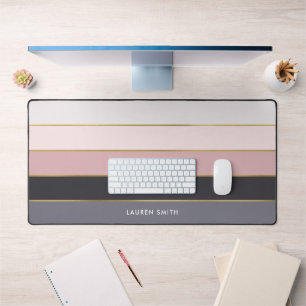 Girl Modern Stripes Personalisiert Schreibtischunterlage