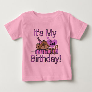Girl Monkey 2nd Birthday Tshirts et cadeaux