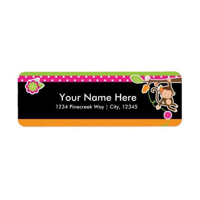 Girl Monkey Chic Safari Jungle Address Labels (Vorne)