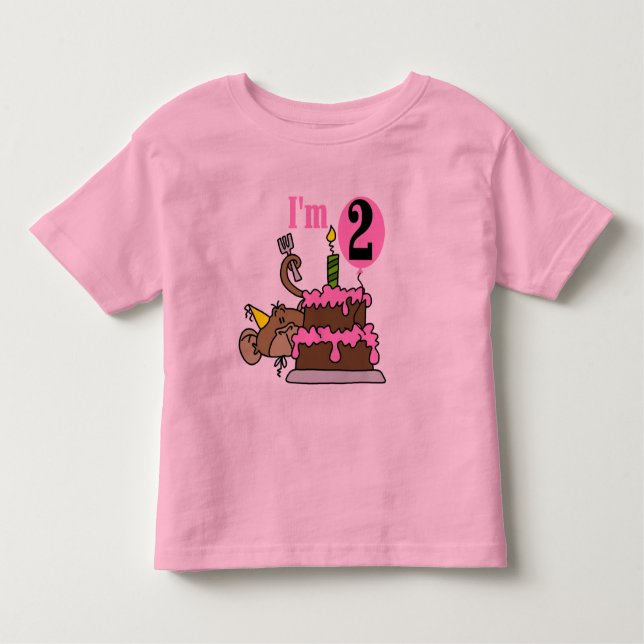 Girl Monkey I m 2 Birthday Tshirts (Vorderseite)