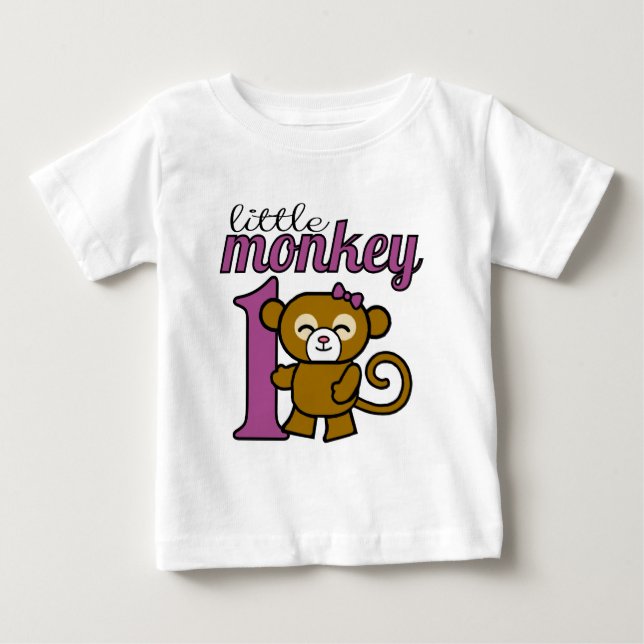 Girl Monkey ist 1 Baby T-shirt (Vorderseite)