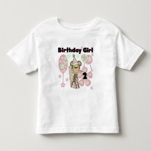 Girl Monkey mit Geschenken 2. Geburtstagshühner Kleinkind T-shirt
