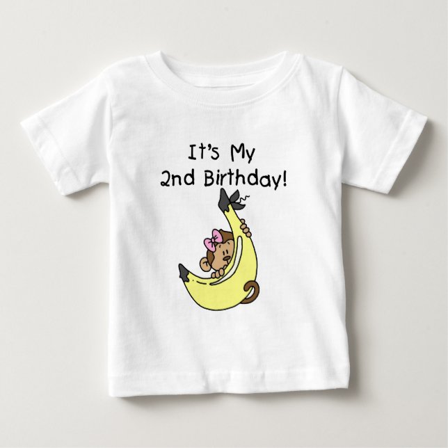 Girl Monkey sur Banana 2nd Birthday Tshirts (Devant)