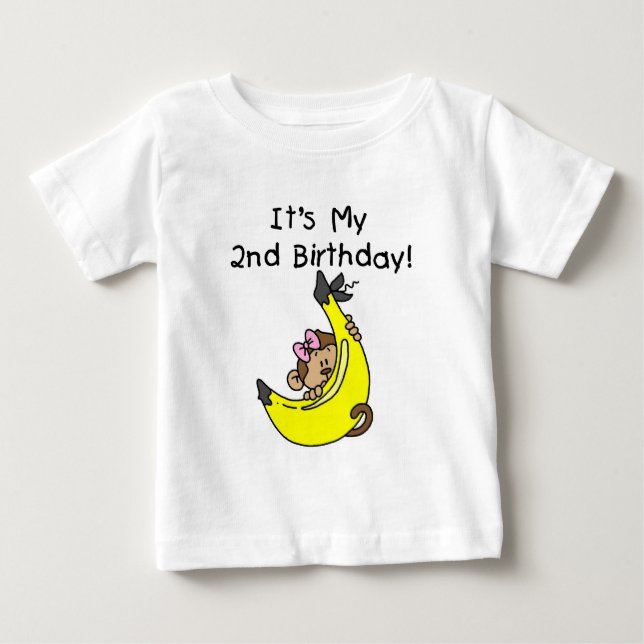 Girl Monkey sur Banana 2nd Birthday Tshirts (Devant)