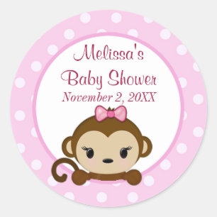 GIRL MONKEY Sweet Safari Baby Shockaufkleber SST#1 Runder Aufkleber