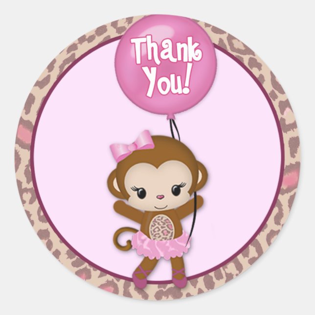 GIRL MONKEY Tu Tu Cute Baby Danke #5 TTC Runder Aufkleber (Vorderseite)