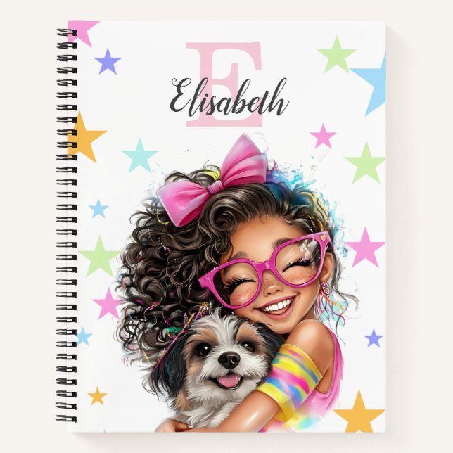 Girl Monogram Any Initial & Name Notebook Notizbuch (Vorderseite)