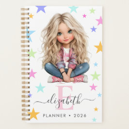 Girl Monogram Any Initial & Name Photo Planner Planer