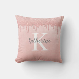 Girl Monogram Blush Pink Drilling Glitzer Kissen