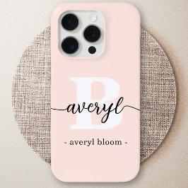 Girl Monogram Blush Pink Script Mit Monogramm Name Case-Mate iPhone Hülle