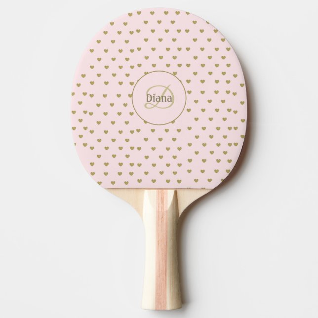 Girl Monogram Cool rosa mit Name Tischtennis Schläger (Vorderseite)