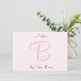 Girl Monogram Modern Blush Pink Mitteilungskarte