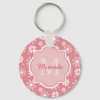 Girl Monogram Niedlich Pink Daisy Blume und Name