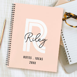 Girl Monogram Script Blush Pink Niedlich Retro Tre Notizbuch
