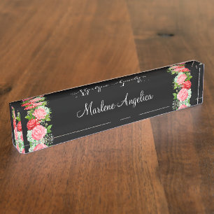 Girl-Monogramm-Floral Namensplakette