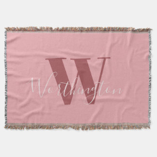Girl Monogramm und Name Rosa rot Decke