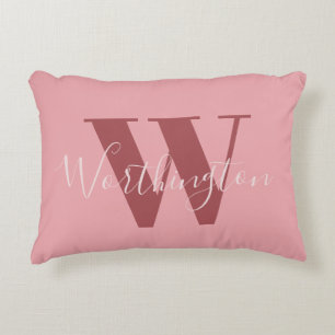 Girl Monogramm und Name Rosa rot Dekokissen