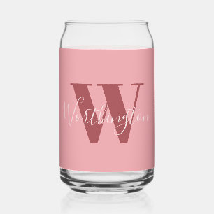 Girl Monogramm und Name Rosa rot Dosenglas