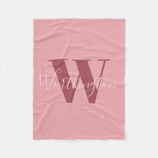 Girl Monogramm und Name Rosa rot Fleecedecke