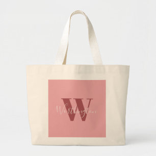 Girl Monogramm und Name Rosa rot Jumbo Stoffbeutel