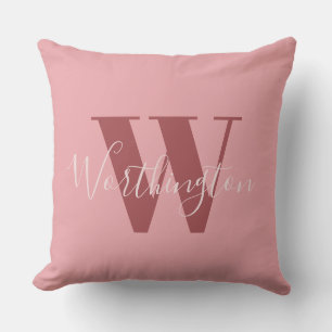 Girl Monogramm und Name Rosa rot Kissen