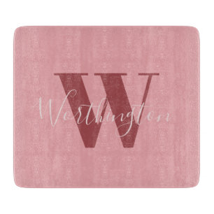Girl Monogramm und Name Rosa rot Schneidebrett